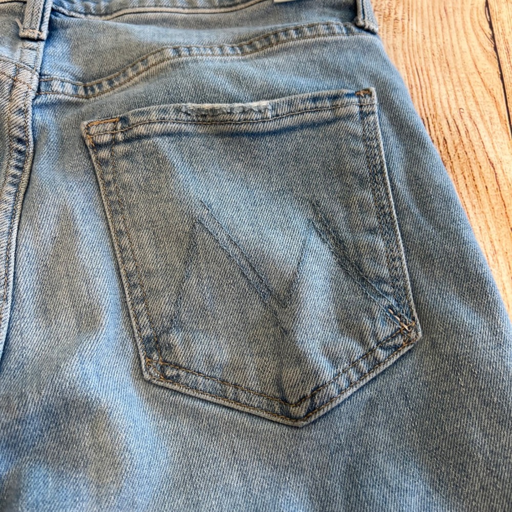 Mother The Tripper Flood Fray Jeans Look Ma No Hands Light Wash 27 High Rise - Picture 9 of 12